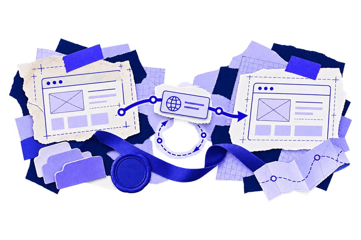 Domain transfer collage: a website and its domain moved safely from another registrar to ResellerSpace