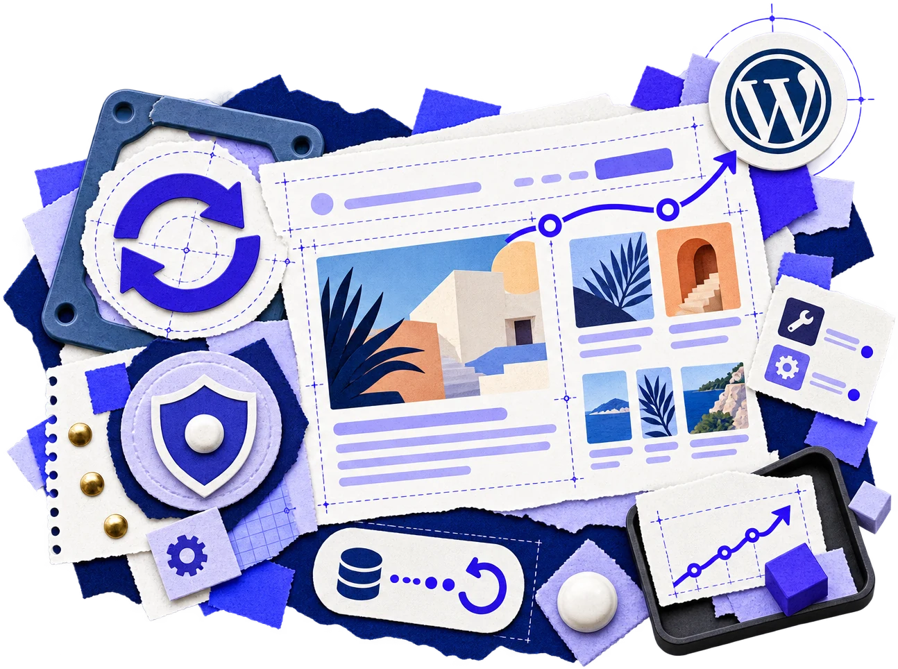 Managed hosting for WordPress collage with automatic updates, security, backups and a WordPress site kept fast
