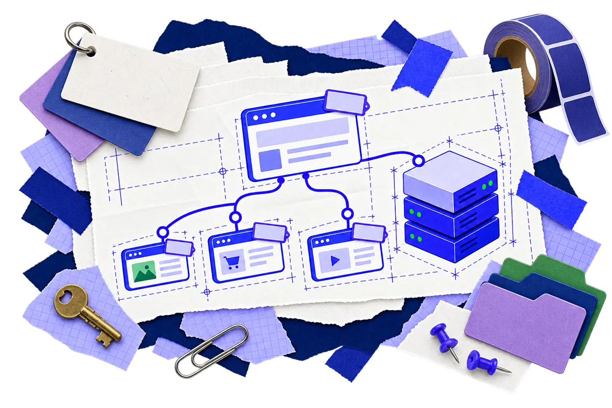 Reseller hosting collage with client websites managed from one control panel