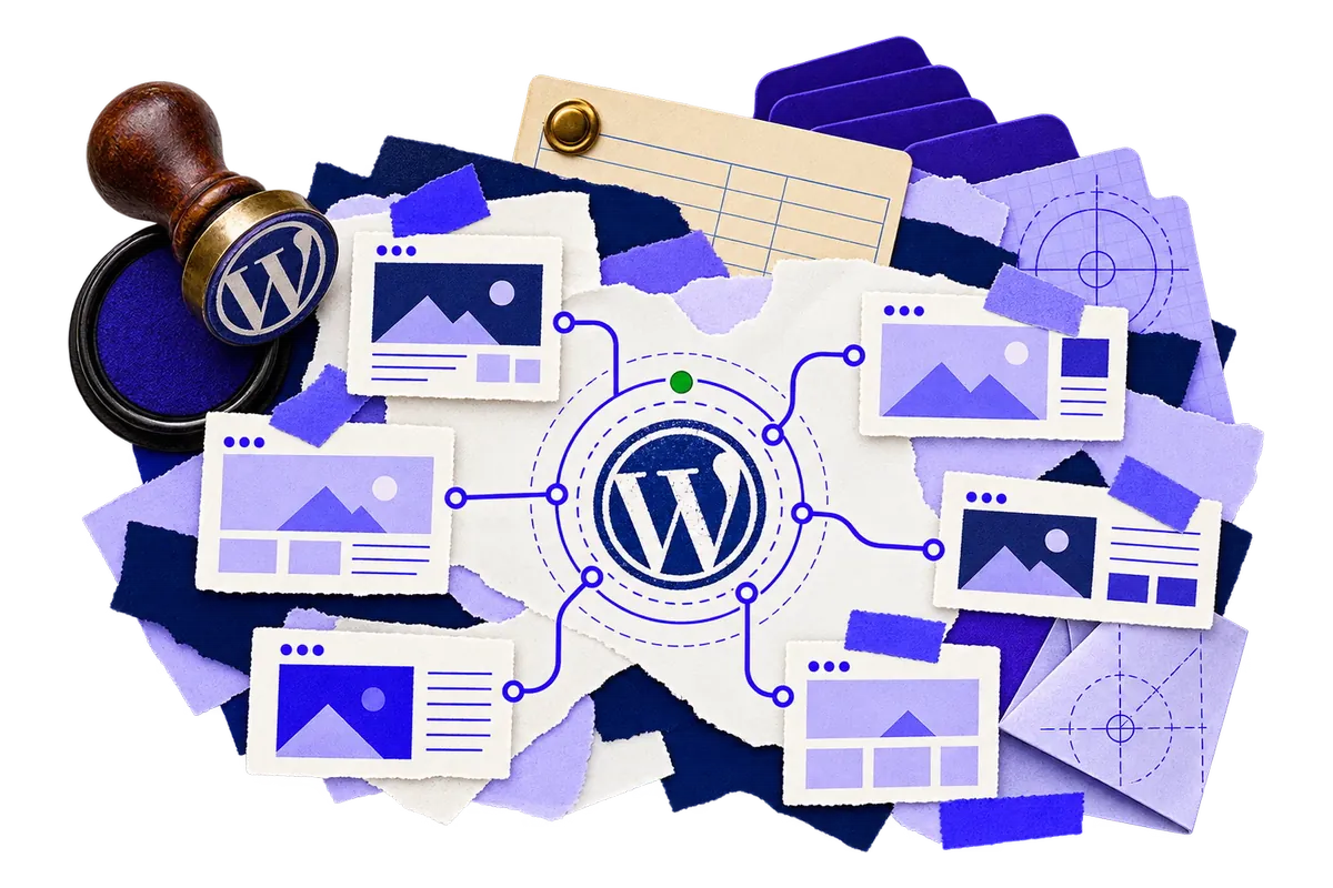 Site manager collage for updating WordPress, themes and plugins from one dashboard